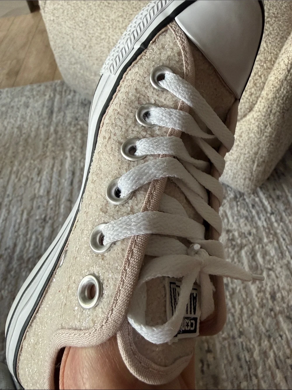 Converse Sparkle Low Top Sneakers in Pale Pink
